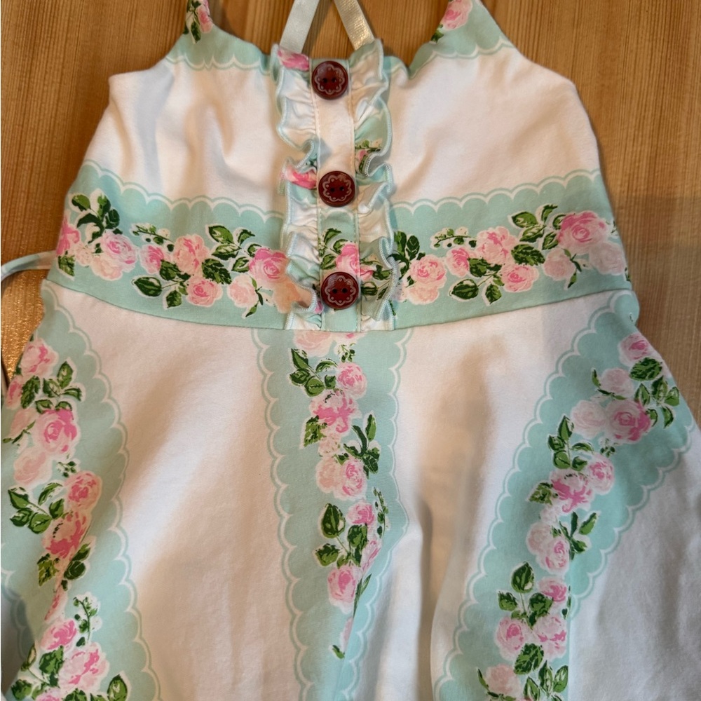 Floral Halter Dress with Button Accents